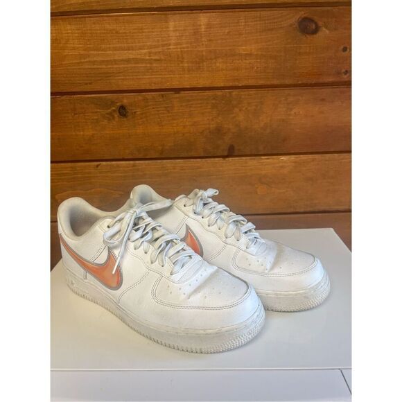 Nike Air Force 1 Low Oversized Swoosh White Orange Peel Sz 10.5 A02441-102